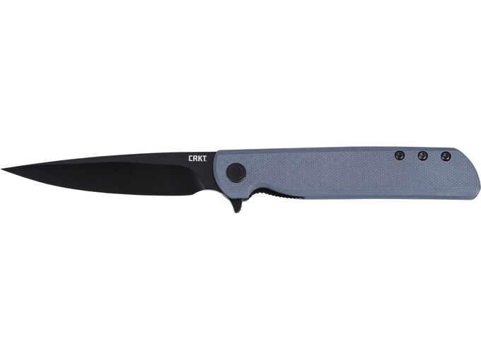 CRKT LCK Pocket Knife 3.38″ Drop Point Sandvik 14C28N Black Oxide Blade G-10 Handle Gray