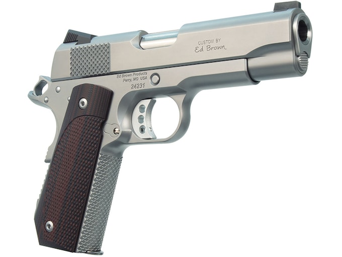 Ed Brown KC18 1911 45 ACP Pistol 4.25″ Barrel 7+1 Round Stainless Slide Brown Grip Stainless Frame