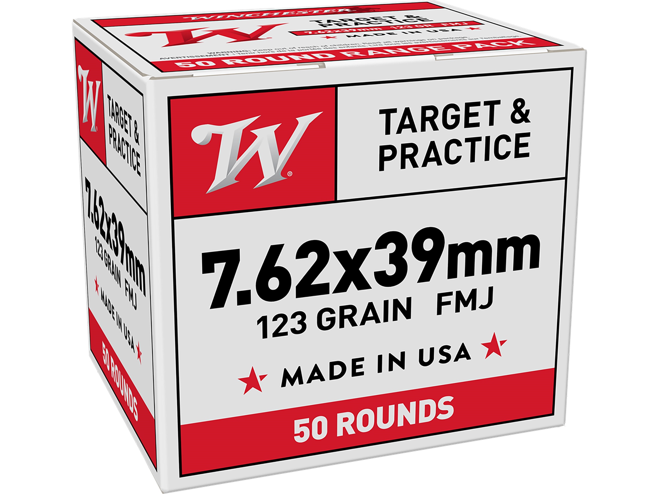 Winchester Target & Practice 7.62x39mm Ammo 123 Grain Full Metal