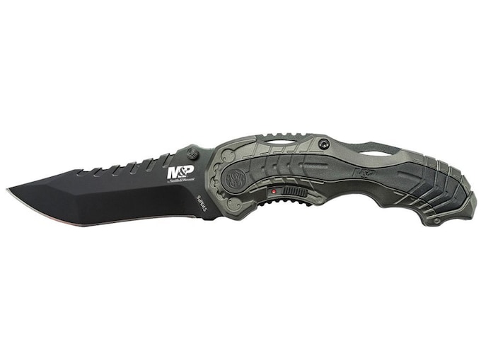 Smith & Wesson M&P M.A.G.I.C. Assisted Opening Pocket Knife 3.4″ Clip Point 4034 Black Oxide Blade Aluminum/Rubber Handle Green/Black
