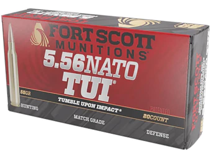 Fort Scott Munitions TUI 5.56x45mm NATO Ammo 55 Grain Solid Lead Free Box of 20