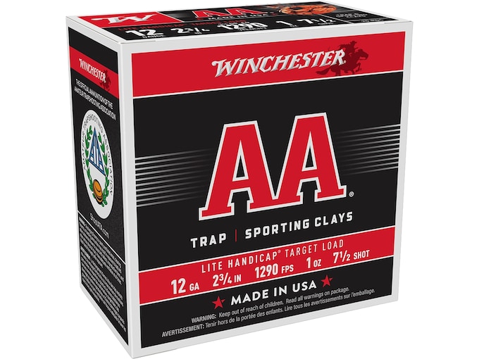 Winchester AA Lite Handicap Target 12 Gauge Ammo 2-3/4″ #7-1/2 Lead Shot 1 oz Case of 250 (10 Boxes of 25)