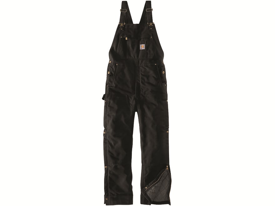 Carhartt Men's Loose Fit Firm Duck Insulated Zip-to-Thigh Bibs Black