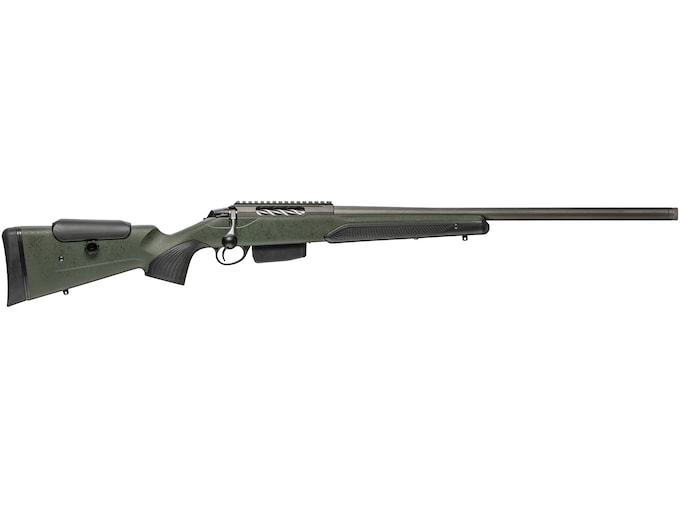 Tikka T3x Super Varmint Bolt Action Rifle 6.5 PRC 23.7" Tungsten Cerakote Threaded Barrel Tungsten Cerakote Frame Green Adjustable Comb Stock