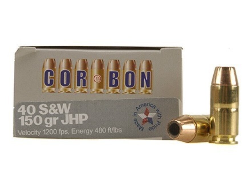 Cor-Bon Self-Defense Ammo 40 S&W 150 Grain Jacketed Hollow Point Box