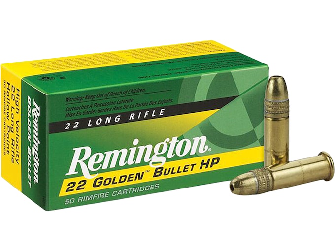 Remington Golden Bullet 22LR Ammo 36 Grain Plated Hollow Point Box of 500 (10 Boxes of 50)