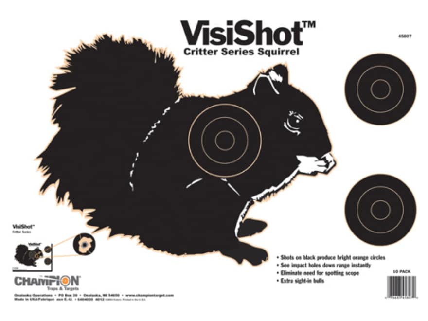 Champion VisiShot Critter Series Squirrel Targets 16 x 11 Paper 10PK