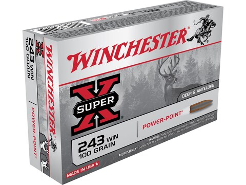 Winchester Super-X Ammunition 243 Winchester 100 Grain Power-Point Box of 20