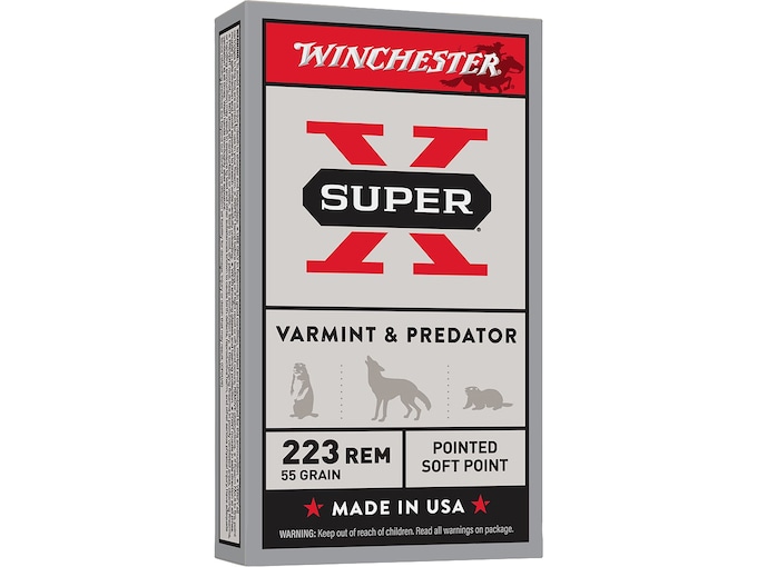 Winchester Super X 223 Remington Ammo 55 Grain Jacketed Soft Point Case of 200 (10 Boxes of 20)