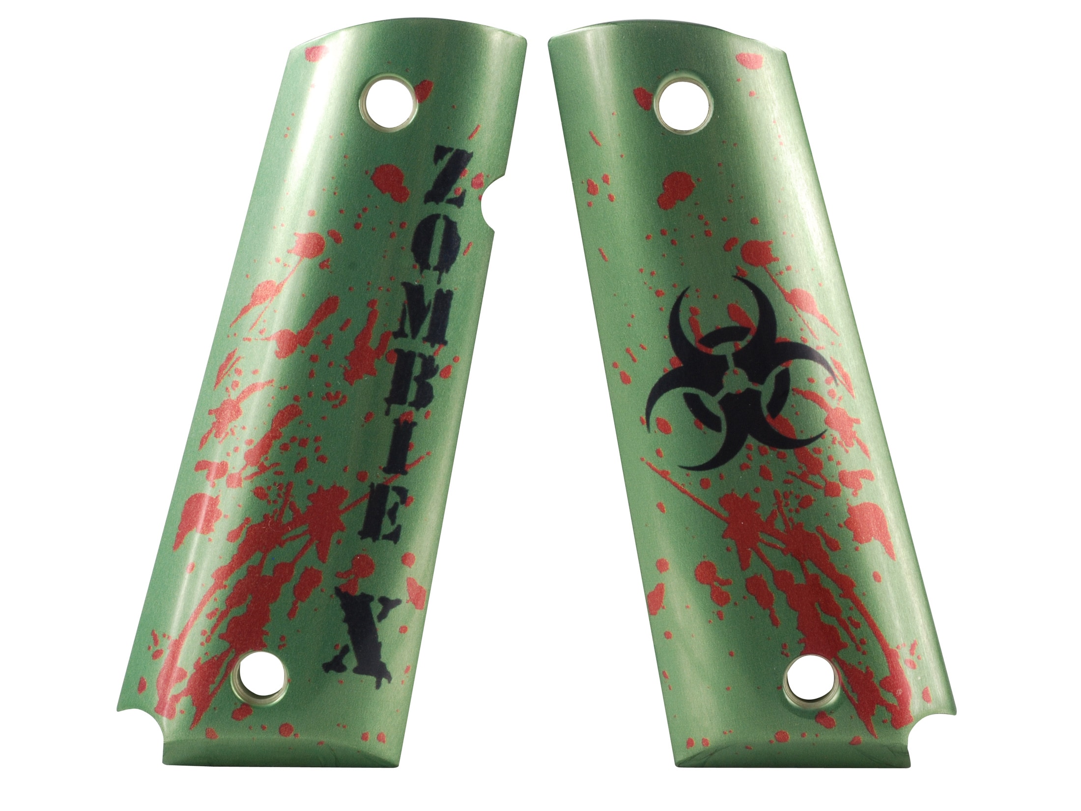 Hogue Grips 1911 Government, Commander Gloss Aluminum Zombie Green