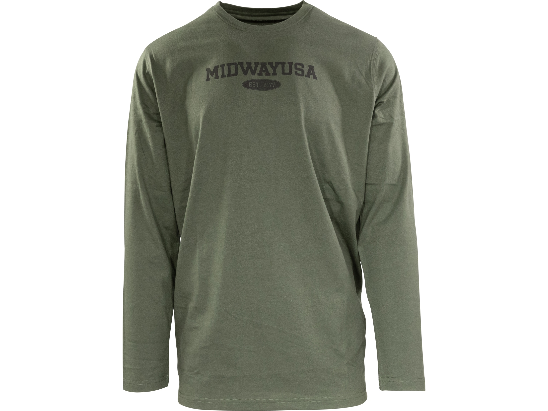 MidwayUSA Men's Long Sleeve T-Shirt Cotton Blend Olive Drab University