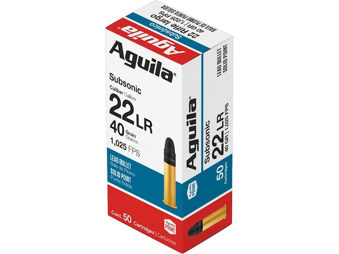 Aguila Subsonic 22LR Ammo 40 Grain Round Nose Case of 1000 (20 Boxes of 50)
