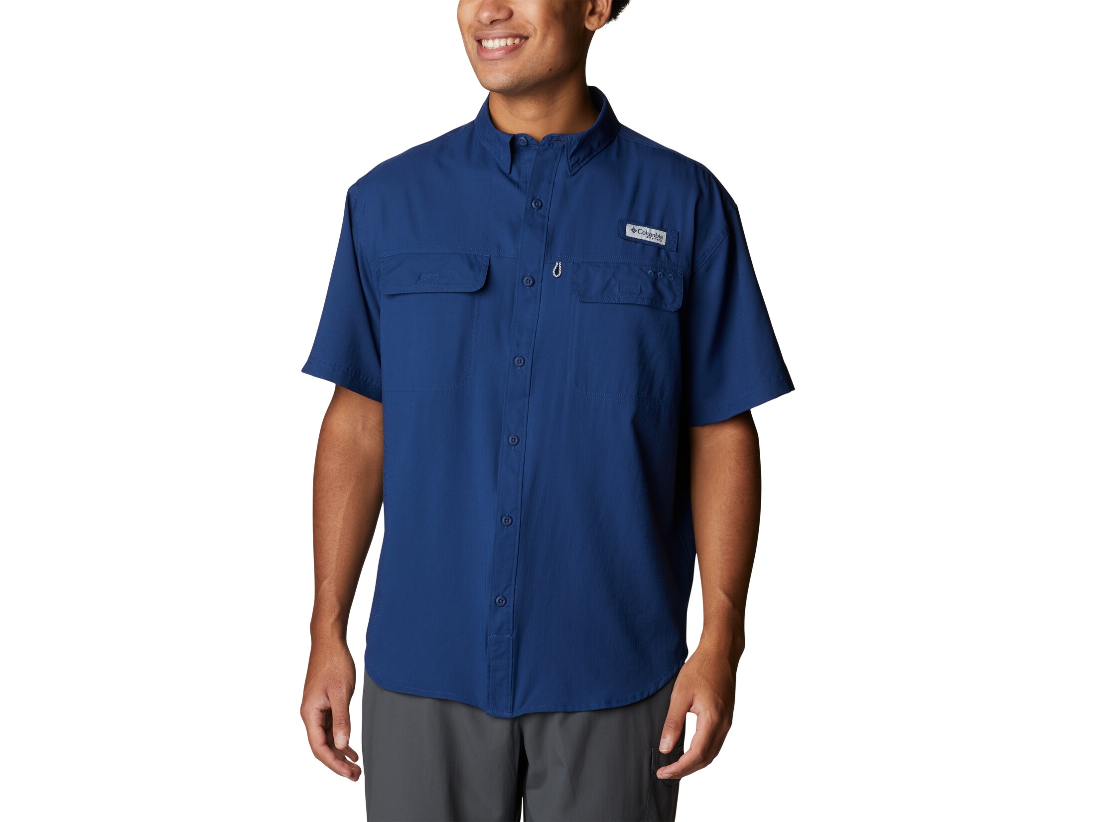 Columbia Men's PFG Skiff Guide Woven Short Sleeve Shirt Carbon XL