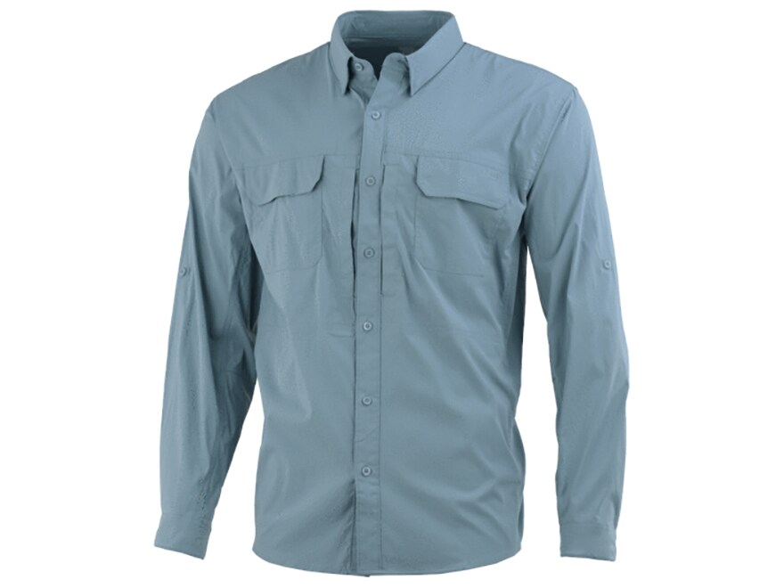 Huk Men's Beaufort Long Sleeve Shirt Silver Blue 2XL