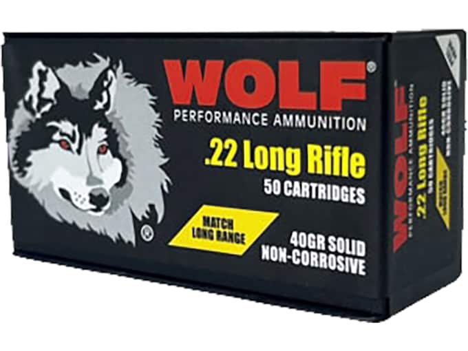Wolf Match Long Range 22LR Ammo 40 Grain Round Nose Box of 50
