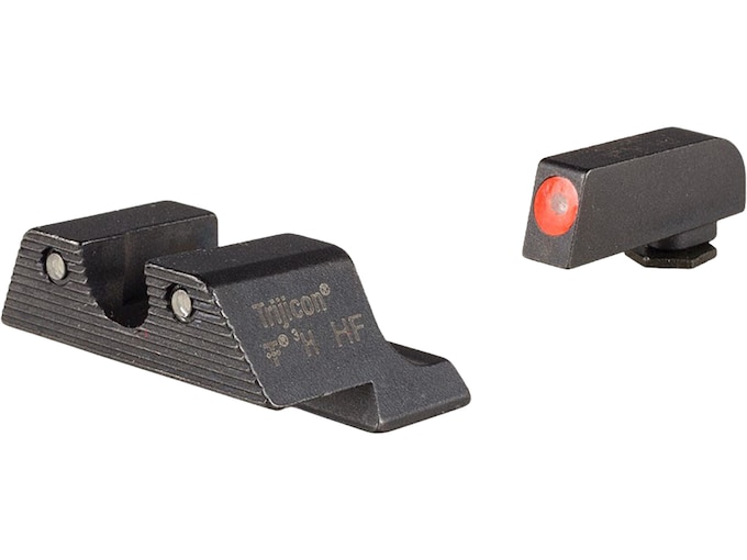 Trijicon HD Night Sight Set for Glock 17, 19, 22, 23, 24, 25, 26, 27, 28, 31, 32, 33, 34, 35, 37, 38, 39 and 45 Gen 1, 2, 3, 4, 5 Steel Matte 3-Dot Tritium Green with Orange Front Dot Outline