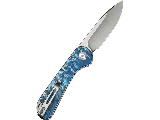 CIVIVI Elementum Slip Joint Pocket Knife 2.96″ Drop Point Sandvik 14C28N Satin Blade Resin Infused Fiber Handle Blue