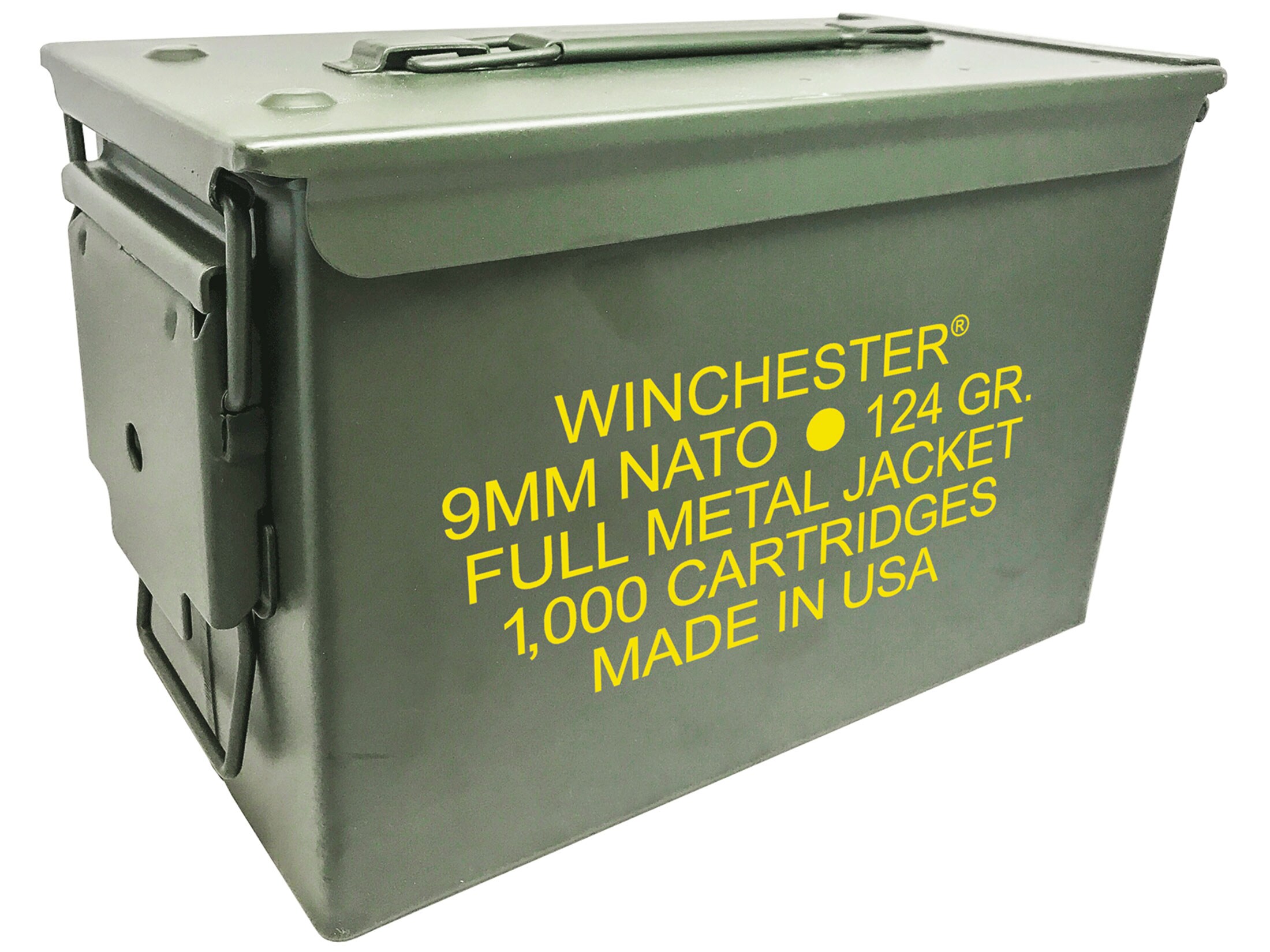 Winchester NATO 9mm Luger Ammo 124 Grain Full Metal Jacket Ammo Can Of