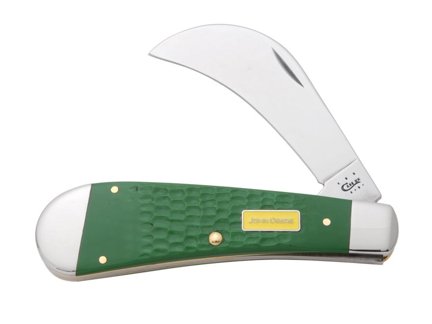 Case John Deere HawkBill Folding Knife 3.75 Pruner SS Blade Green