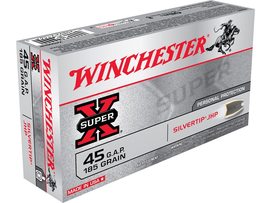 Winchester Super X 45 GAP Ammo 185 Grain Winchester Silvertip Jacketed