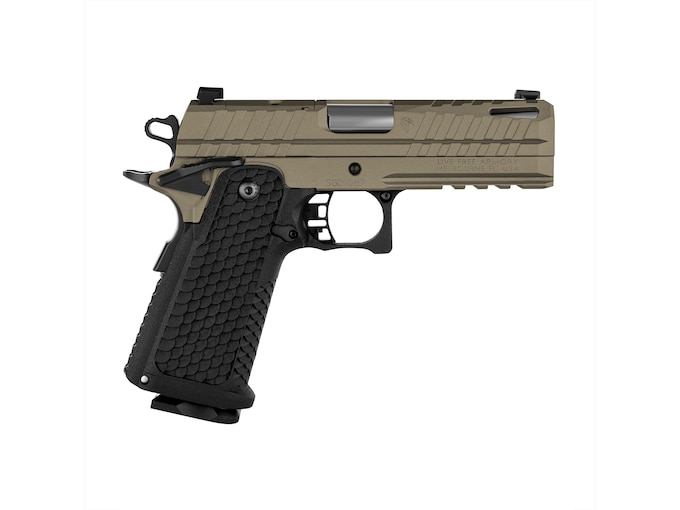 Live Free Armory Apollo 11 Compact 9mm Luger Pistol 4.15″ Barrel 17+1 Round Flat Dark Earth Slide Black Grip Flat Dark Earth Frame