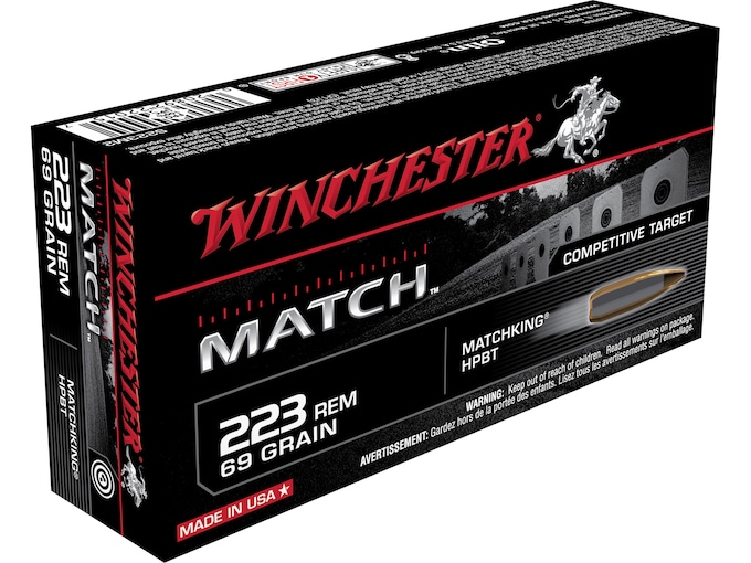 Winchester Match 223 Remington Ammo 69 Grain Sierra MatchKing Jacketed Hollow Point Case of 200 (10 Boxes of 20)