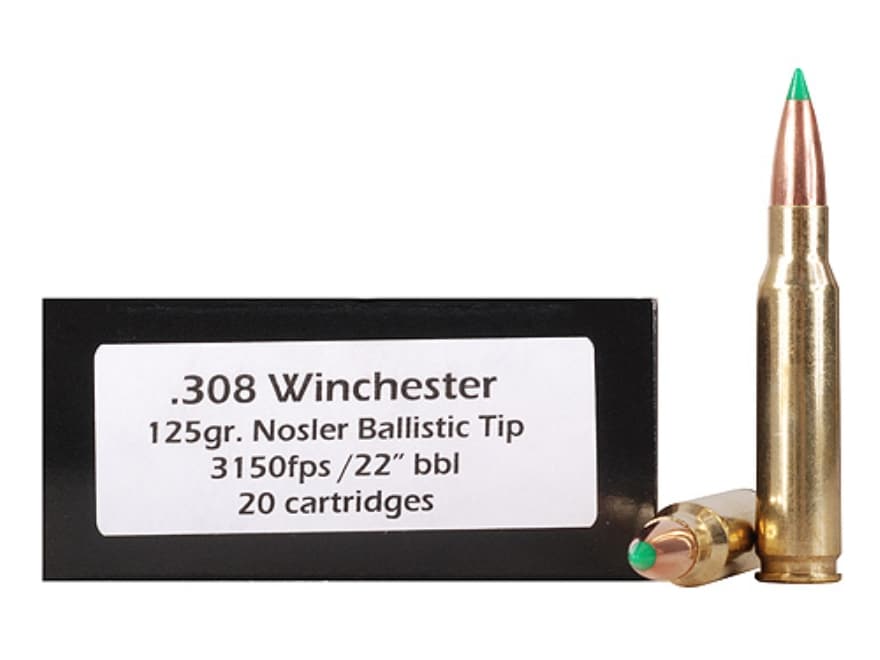 Doubletap Ammo 308 Winchester 125 Grain Nosler Ballistic Tip Box of 20 Doubletap Ammo 308 Winchester 125 Grain Nosler Ballistic Tip Box of 20