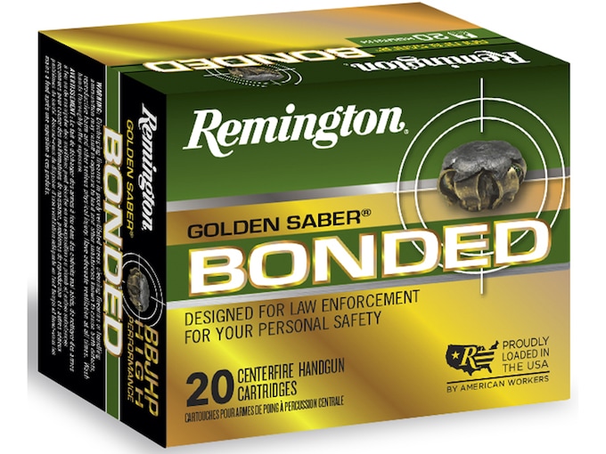 Remington Golden Saber Bonded 9mm Luger +P Ammo 124 Grain Bonded Jacketed Hollow Point Box of 20