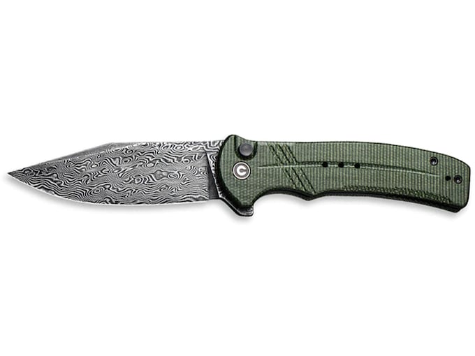 CIVIVI Cogent Pocket Knife 3.47″ Drop Point Damascus Black Blade Micarta Handle Green