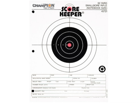 Champion Score Keeper 50 Yard Small Bore Notebook Targets 8.5" x 11" Paper Orange Bull ...