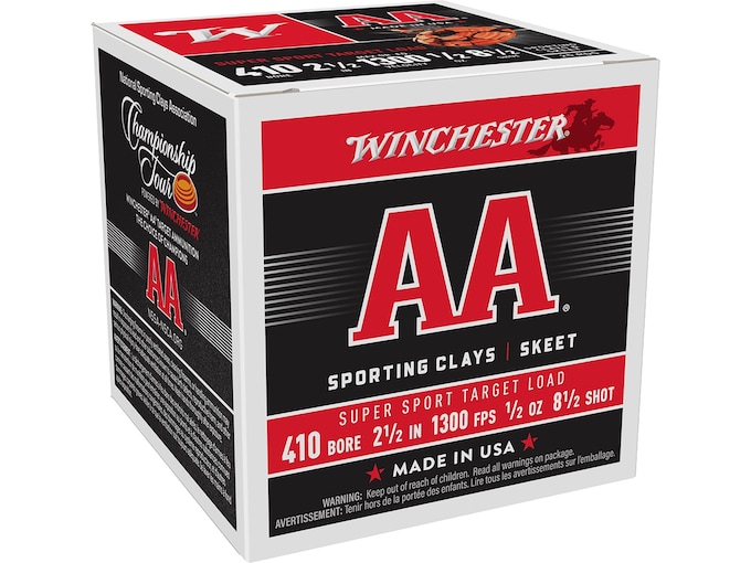 Winchester AA Super Sport Sporting Clays 410 Ammo 2-1/2″ #8-1/2 Lead Shot 1/2 oz Case of 250 (10 Boxes of 25)