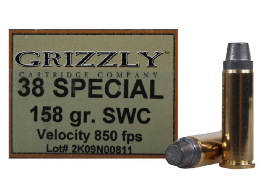 Grizzly Ammo 38 Special 158 Grain Lead Semi-Wadcutter Box of 20.