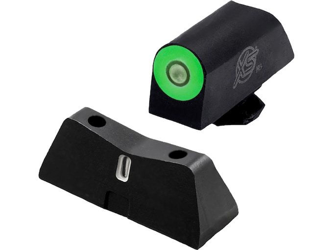 XS Sight Systems DXT2 Pro Sight Set for Glock 17, 19, 22-24, 26, 27, 31-36, 38, 45, 49  Big Dot Standard Height Tritium Front, Low-profile V Tritium Rear Green
