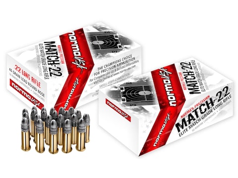 Norma Match-22 Ammunition 22 Long Rifle 40 Grain Lead Round Nose