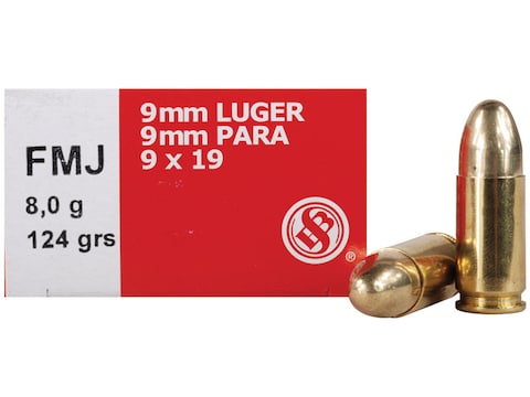 Sellier & Bellot Ammunition 9mm Luger 124 Grain Full Metal Jacket Box of 50