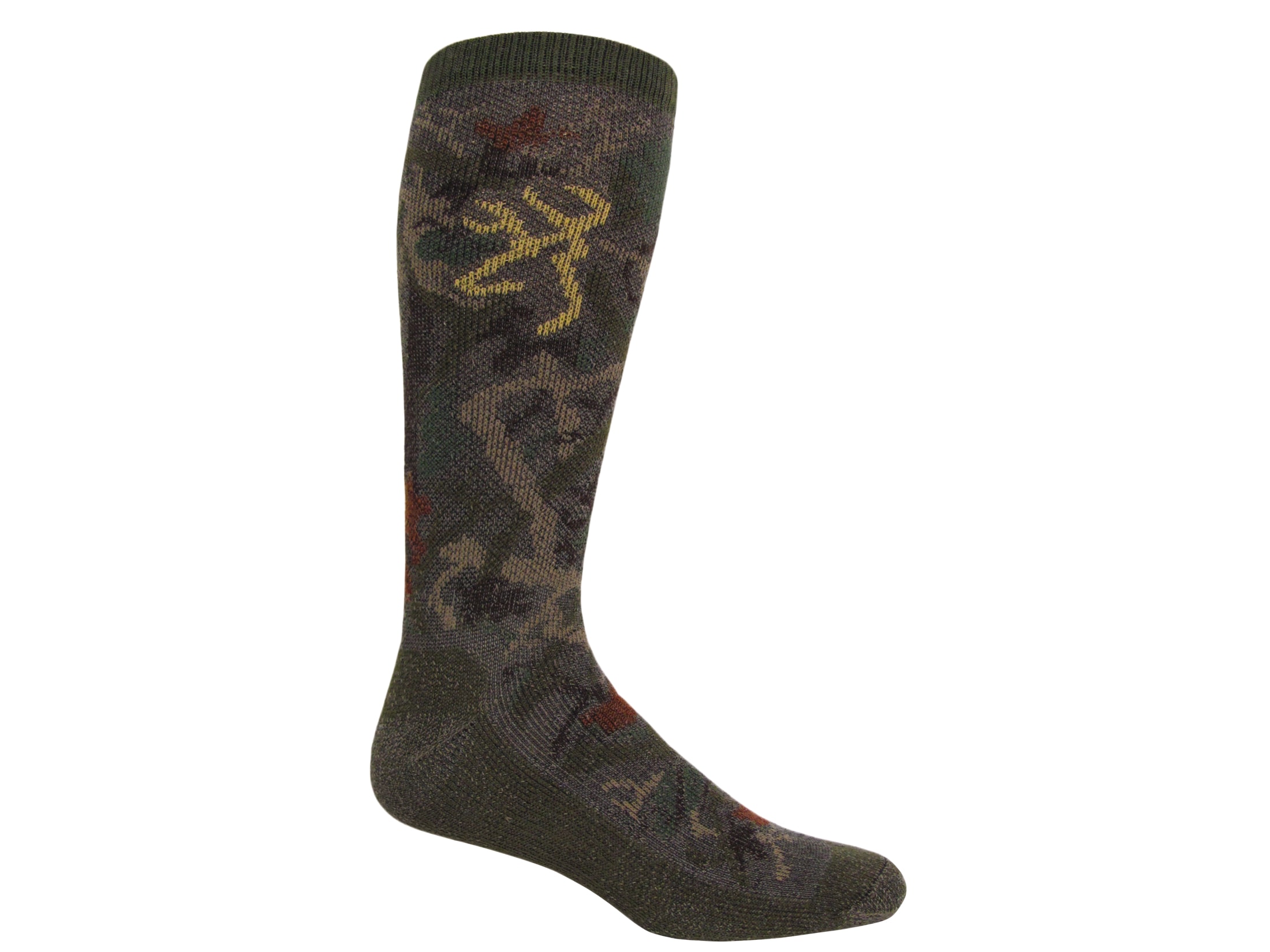 Browning Men's All Season Midweight Camo Socks Synthetic Blend Olive