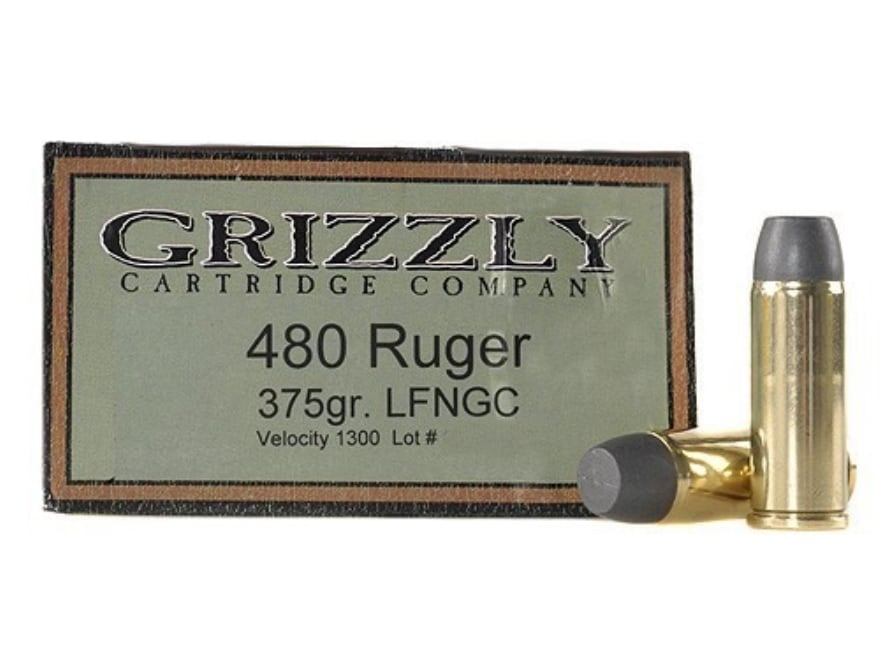 Grizzly Ammo 480 Ruger 375 Grain Cast Performance Lead Long Flat Nose.