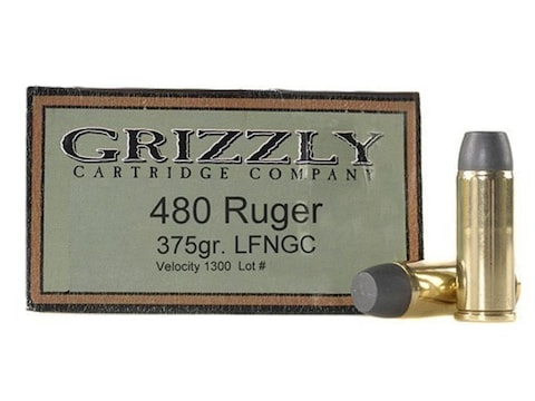 Grizzly Ammo 480 Ruger 375 Grain Cast Performance Lead Long Flat Nose