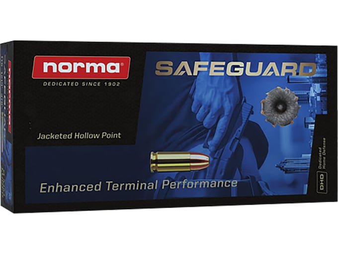 Norma SafeGuard 9mm Luger Ammo 115 Grain Jacketed Hollow Point Box of 50
