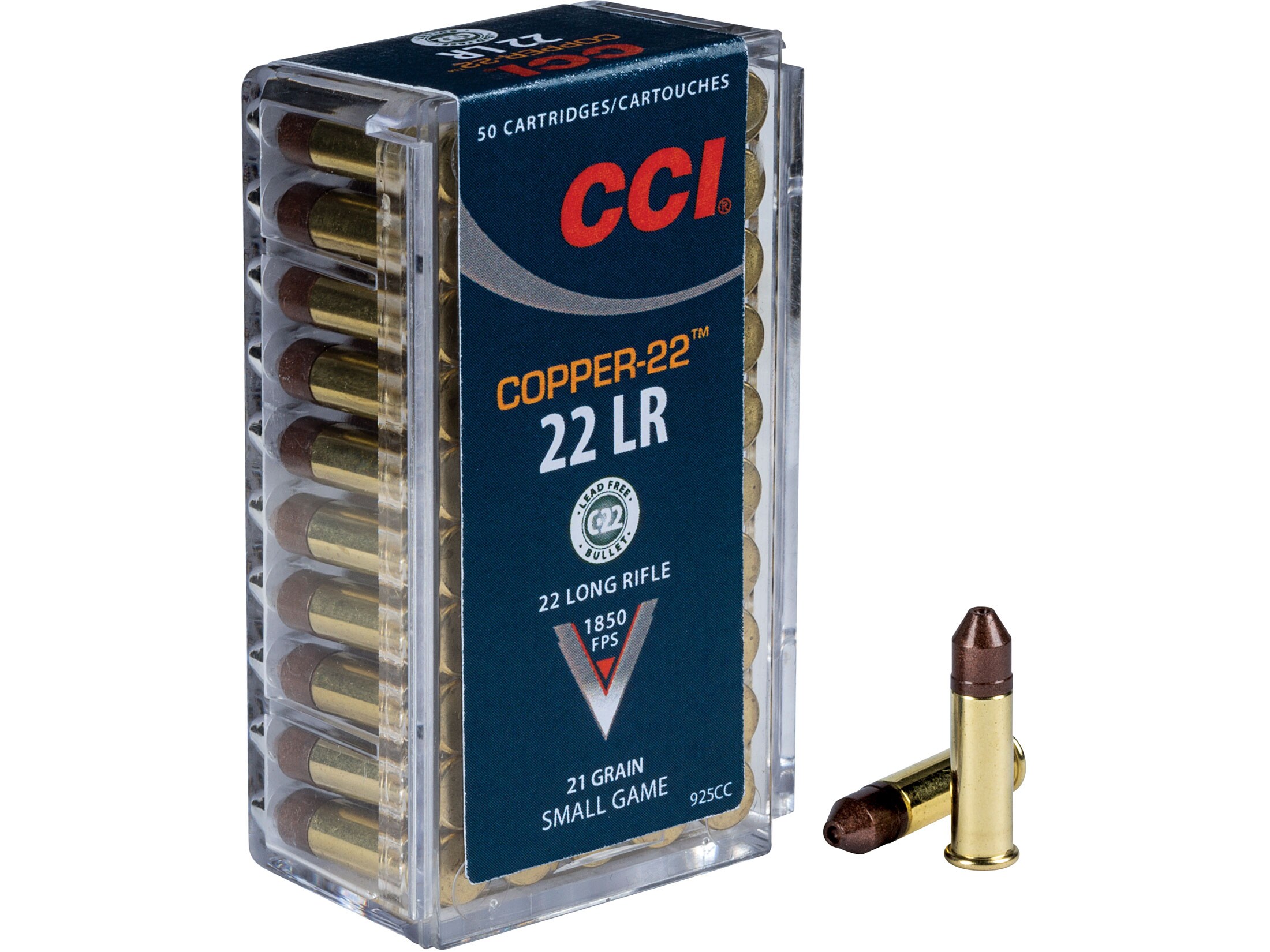 CCI Copper 22 22LR Ammo 21 Grain Solid Hollow Point Box Of 50