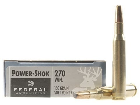 Federal Power-Shok Ammunition 270 Winchester 150 Grain Round Nose Soft Point Box of 20