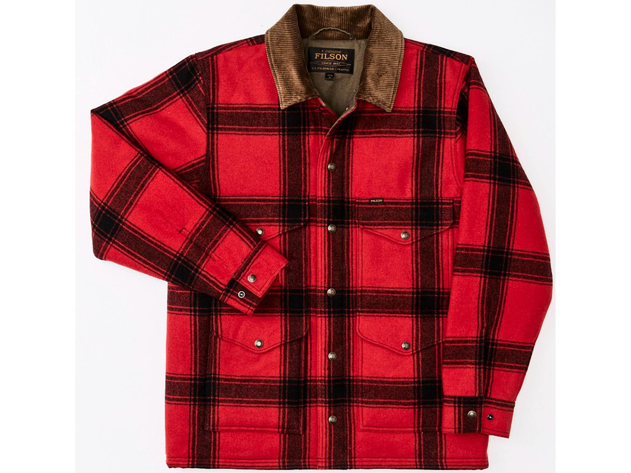 Filson Men's Spokane Insulated Cruiser Jacket Red/Black Windowpane XL