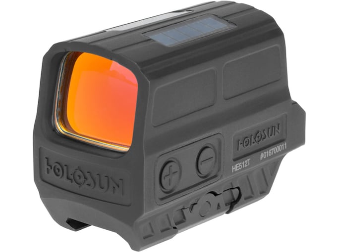 Holosun HE512T-RD Elite Reflex Red Dot Sight 1x Selectable Red Reticle Picatinny Quick Detach Mount Solar/Battery Powered Titanium Matte Black