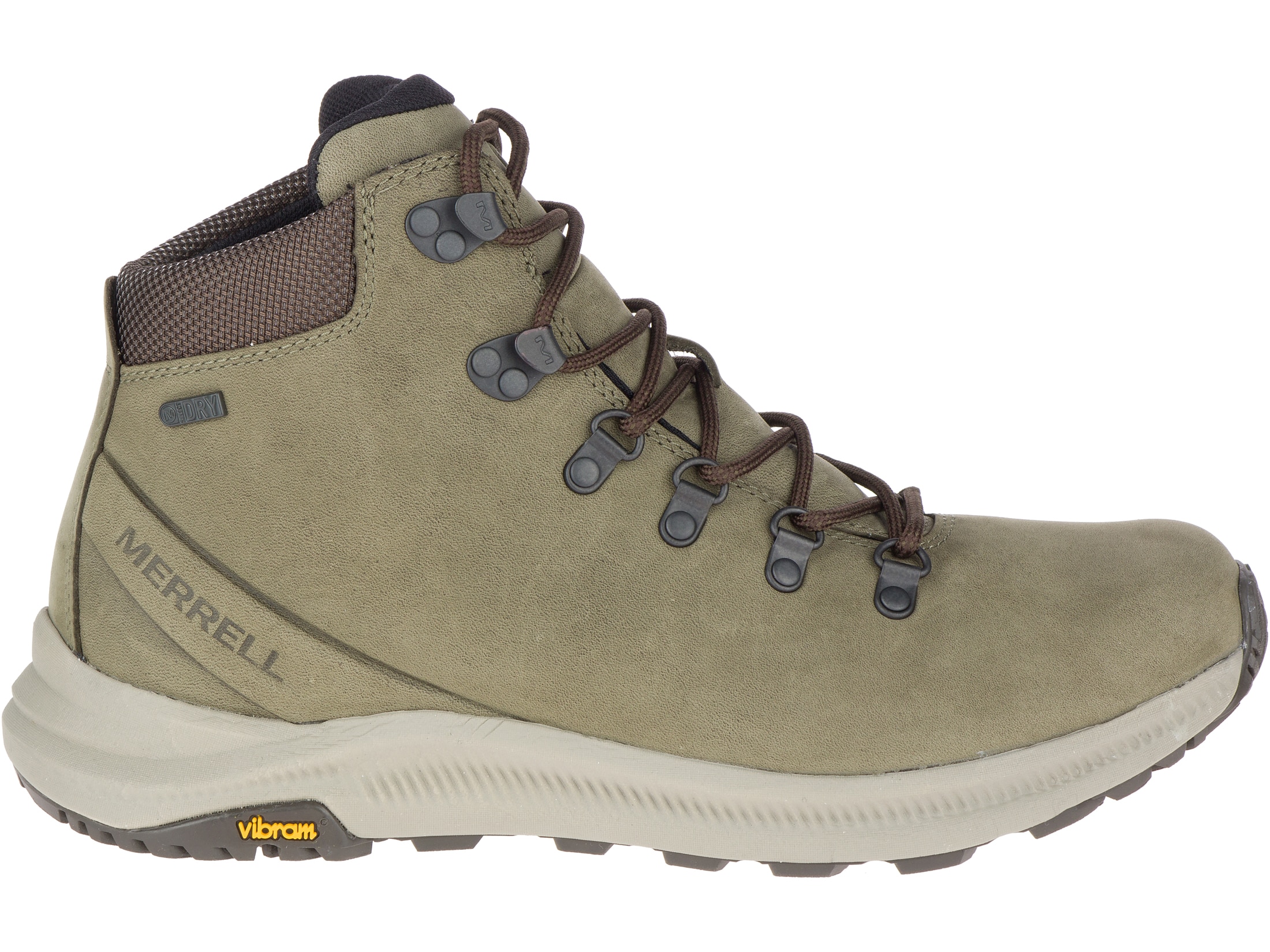 Merrell Ontario Mid Hiking Boots Full-Grain Leather Olive Men's 11.5 D