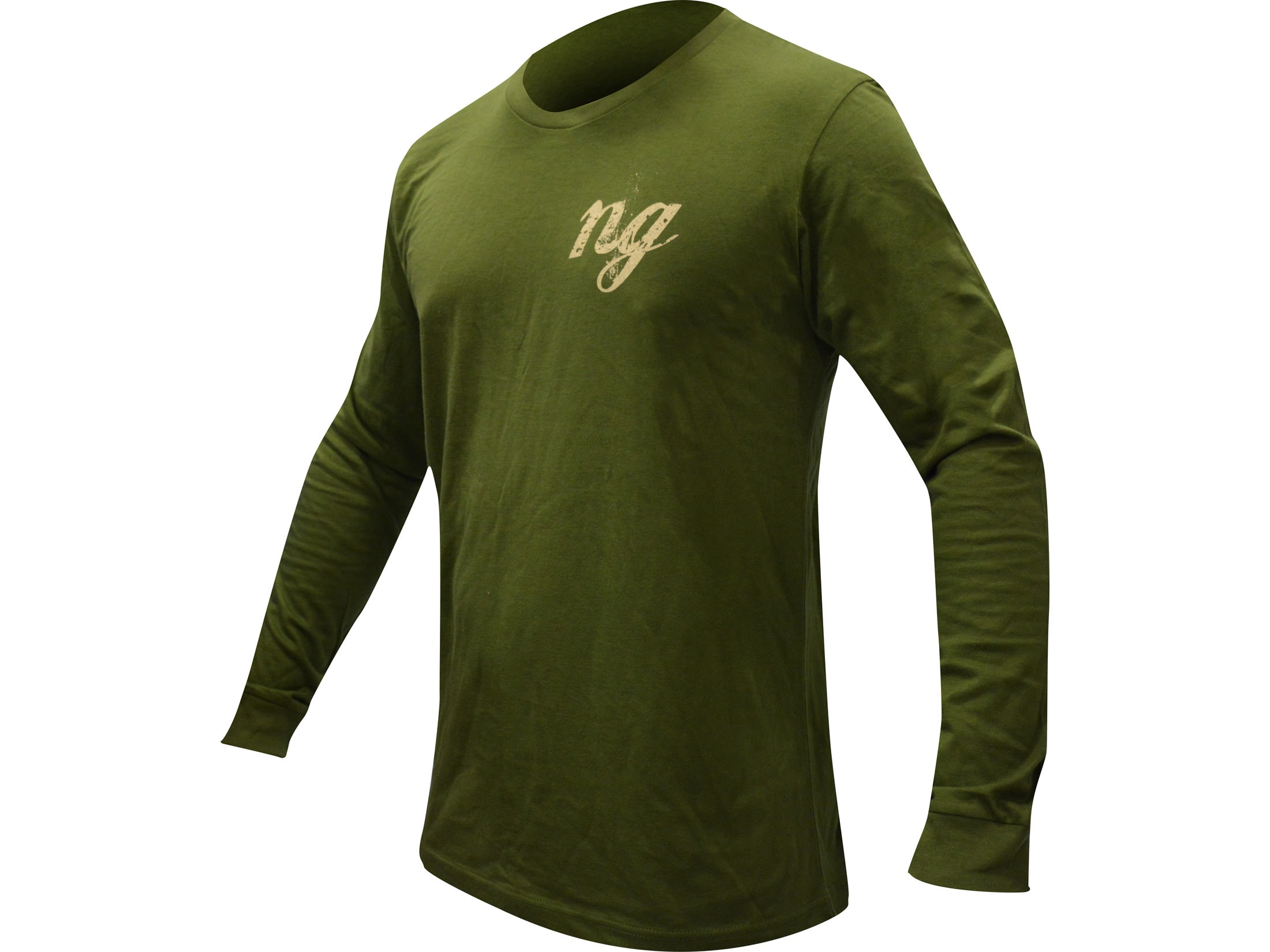 Natural Gear Men's Deer Logo T-Shirt Long Sleeve Tri-Blend Olive 2XL