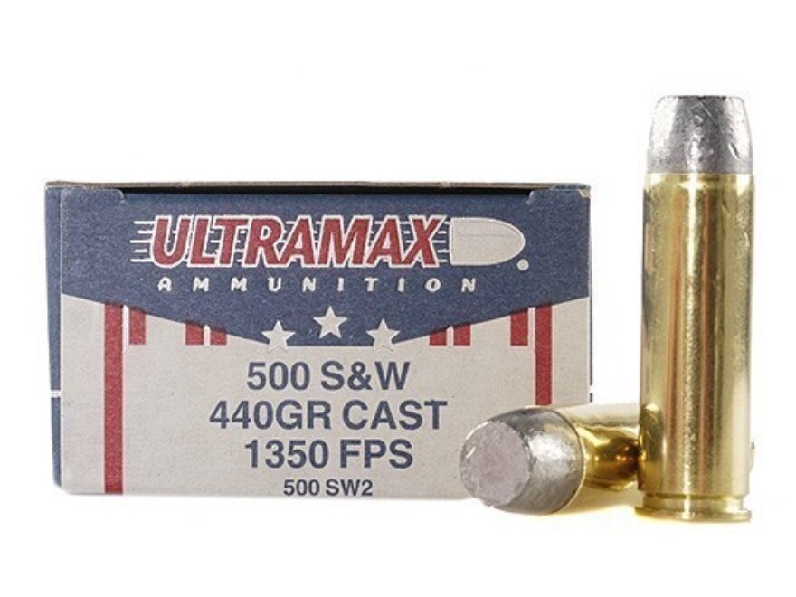 Ultramax 500 S&W Mag Ammo 440 Grain Flat Nose Box of 20