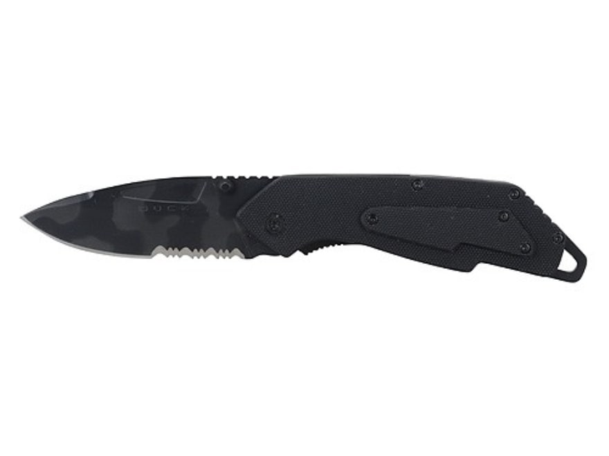 Buck 871 Ghost Rider Folding Knife 3 Serrated SS Drop Point Blade G-10