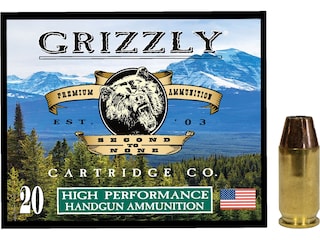 Grizzly Cartridge High Performance Handgun 45 ACP +P Ammo 185 Grain Jacketed Hollow Point Box of 20