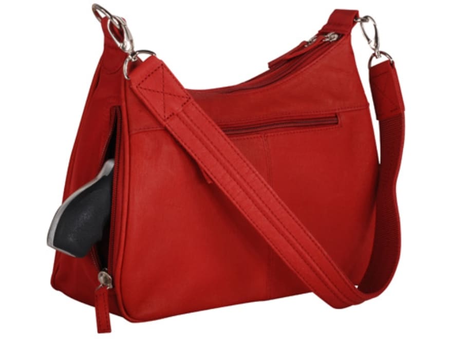 Gun Tote'N Mamas Basic Hobo Concealed Carry Purse Leather Red