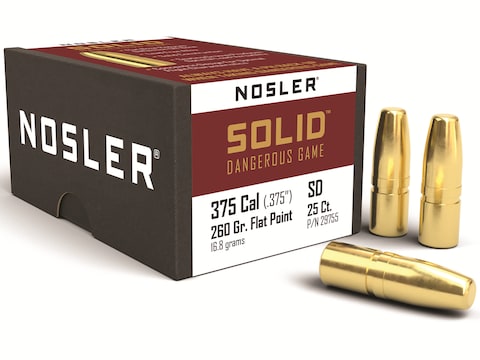 Nosler Solid Bullets 375 Caliber (375 Diameter) 260 Grain Flat Nose Lead-Free Box of 25